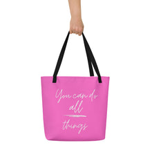 Load image into Gallery viewer, YOU CAN DO ALL THINGS All-Over Print Large Tote Bag