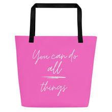 Load image into Gallery viewer, YOU CAN DO ALL THINGS All-Over Print Large Tote Bag