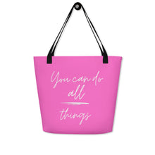 Load image into Gallery viewer, YOU CAN DO ALL THINGS All-Over Print Large Tote Bag