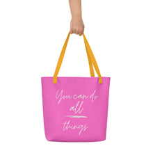Load image into Gallery viewer, YOU CAN DO ALL THINGS All-Over Print Large Tote Bag