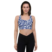 Load image into Gallery viewer, BLUE FLORAL Longline sports bra
