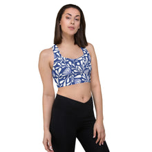 Load image into Gallery viewer, BLUE FLORAL Longline sports bra