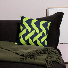 Load image into Gallery viewer, Lime Green and Navy Modern Print Pillow