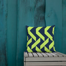 Load image into Gallery viewer, Lime Green and Navy Modern Print Pillow