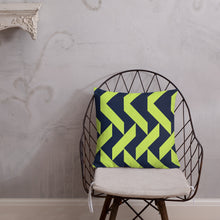 Load image into Gallery viewer, Lime Green and Navy Modern Print Pillow