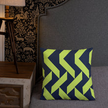 Load image into Gallery viewer, Lime Green and Navy Modern Print Pillow