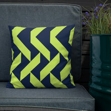 Load image into Gallery viewer, Lime Green and Navy Modern Print Pillow