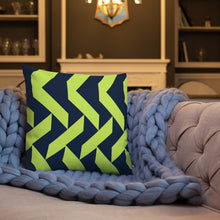 Load image into Gallery viewer, Lime Green and Navy Modern Print Pillow