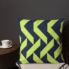 Load image into Gallery viewer, Lime Green and Navy Modern Print Pillow
