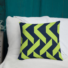 Load image into Gallery viewer, Lime Green and Navy Modern Print Pillow