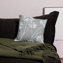 Load image into Gallery viewer, COASTAL Gray And White Floral Pillow