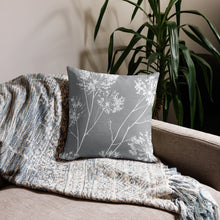 Load image into Gallery viewer, COASTAL Gray And White Floral Pillow