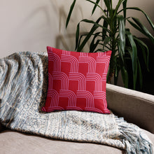 Load image into Gallery viewer, Pink on Red Modern Curve Pillow