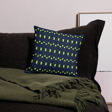Load image into Gallery viewer, Lime Green and Navy Modern Print Pillow