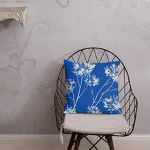Load image into Gallery viewer, COASTAL Royal Blue And White Floral Pillow