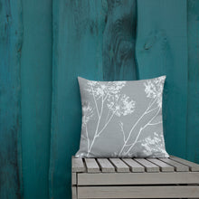 Load image into Gallery viewer, COASTAL Gray And White Floral Pillow