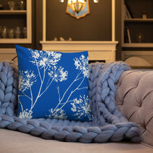 Load image into Gallery viewer, COASTAL Royal Blue And White Floral Pillow