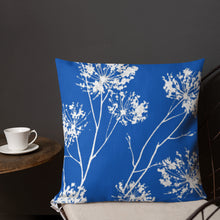 Load image into Gallery viewer, COASTAL Royal Blue And White Floral Pillow