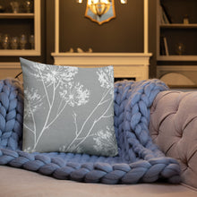 Load image into Gallery viewer, COASTAL Gray And White Floral Pillow