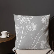 Load image into Gallery viewer, COASTAL Gray And White Floral Pillow