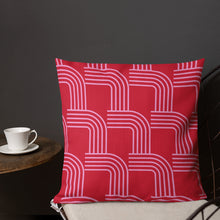 Load image into Gallery viewer, Pink on Red Modern Curve Pillow