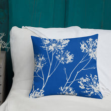 Load image into Gallery viewer, COASTAL Royal Blue And White Floral Pillow