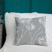 Load image into Gallery viewer, COASTAL Gray And White Floral Pillow