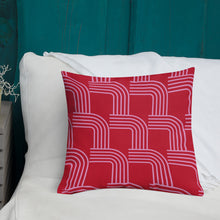 Load image into Gallery viewer, Pink on Red Modern Curve Pillow