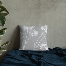 Load image into Gallery viewer, COASTAL Gray And White Floral Pillow
