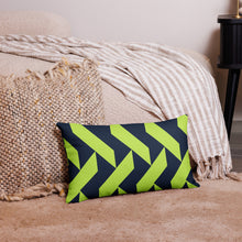 Load image into Gallery viewer, Lime Green and Navy Modern Print Pillow