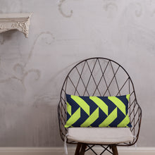 Load image into Gallery viewer, Lime Green and Navy Modern Print Pillow