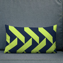 Load image into Gallery viewer, Lime Green and Navy Modern Print Pillow