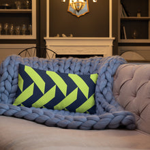 Load image into Gallery viewer, Lime Green and Navy Modern Print Pillow