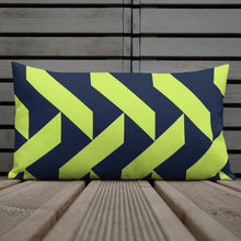Load image into Gallery viewer, Lime Green and Navy Modern Print Pillow