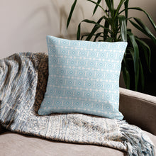 Load image into Gallery viewer, White And Turquoise Pattern Pillow