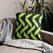 Load image into Gallery viewer, Lime Green and Navy Modern Print Pillow