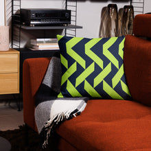 Load image into Gallery viewer, Lime Green and Navy Modern Print Pillow