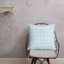 Load image into Gallery viewer, White And Turquoise Pattern Pillow
