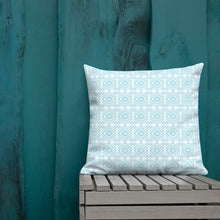 Load image into Gallery viewer, White And Turquoise Pattern Pillow