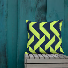 Load image into Gallery viewer, Lime Green and Navy Modern Print Pillow