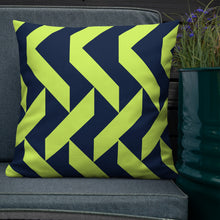 Load image into Gallery viewer, Lime Green and Navy Modern Print Pillow