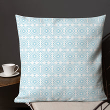 Load image into Gallery viewer, White And Turquoise Pattern Pillow