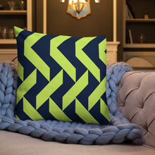 Load image into Gallery viewer, Lime Green and Navy Modern Print Pillow