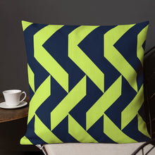Load image into Gallery viewer, Lime Green and Navy Modern Print Pillow