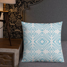 Load image into Gallery viewer, White And Turquoise Pattern Pillow