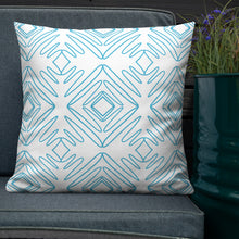 Load image into Gallery viewer, White And Turquoise Pattern Pillow