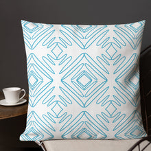 Load image into Gallery viewer, White And Turquoise Pattern Pillow
