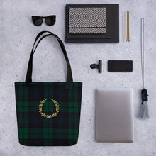 Load image into Gallery viewer, ROYAL GREEN TARTAN PLAID Tote bag
