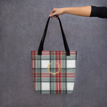 Load image into Gallery viewer, ROYAL WHITE TARTAN PLAID Tote bag
