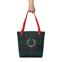 Load image into Gallery viewer, ROYAL GREEN TARTAN PLAID Tote bag